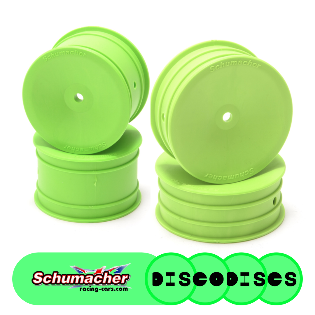 7.3 Schumacher GREEN — 2WD or 4WD full set of wheels