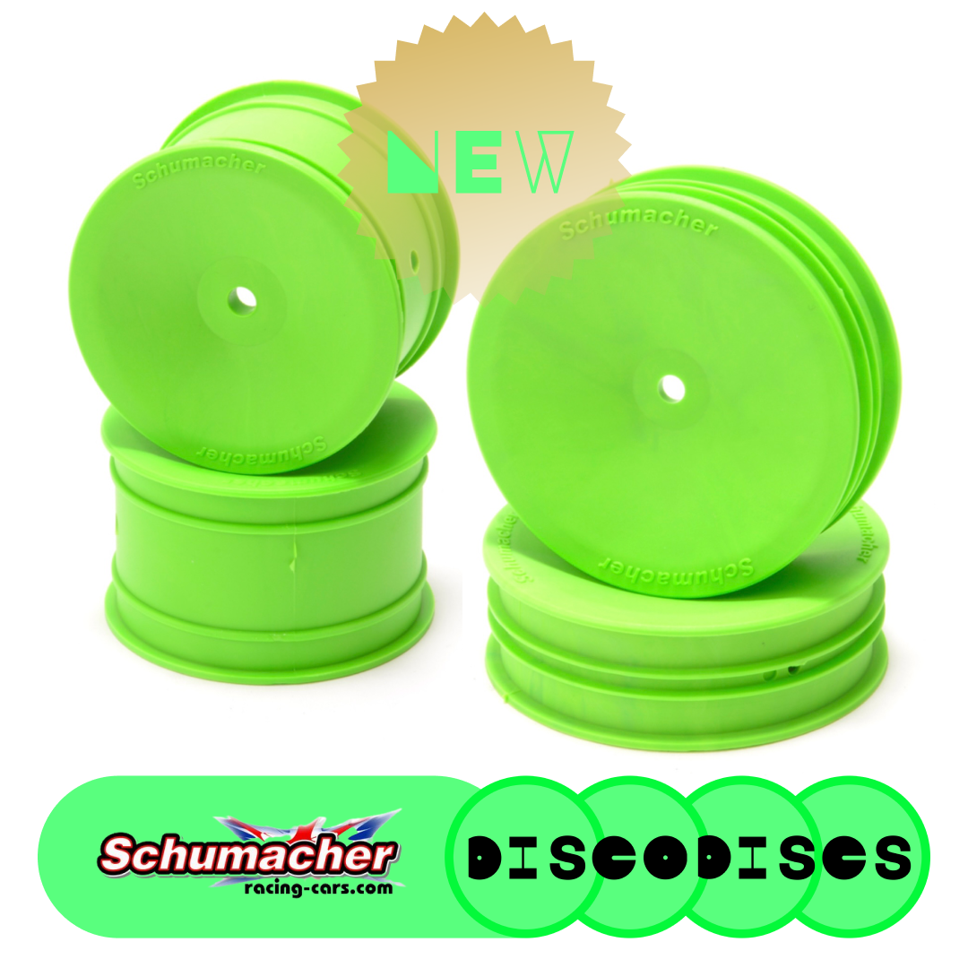 2.3 NEW Schumacher GREEN — 2WD or 4WD full set of wheels