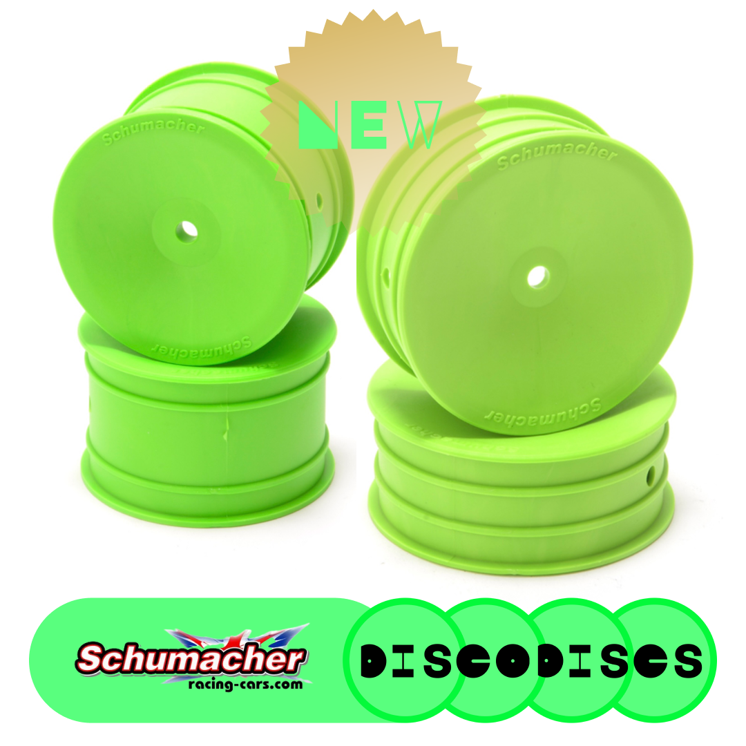 2.3 NEW Schumacher GREEN — 2WD or 4WD full set of wheels