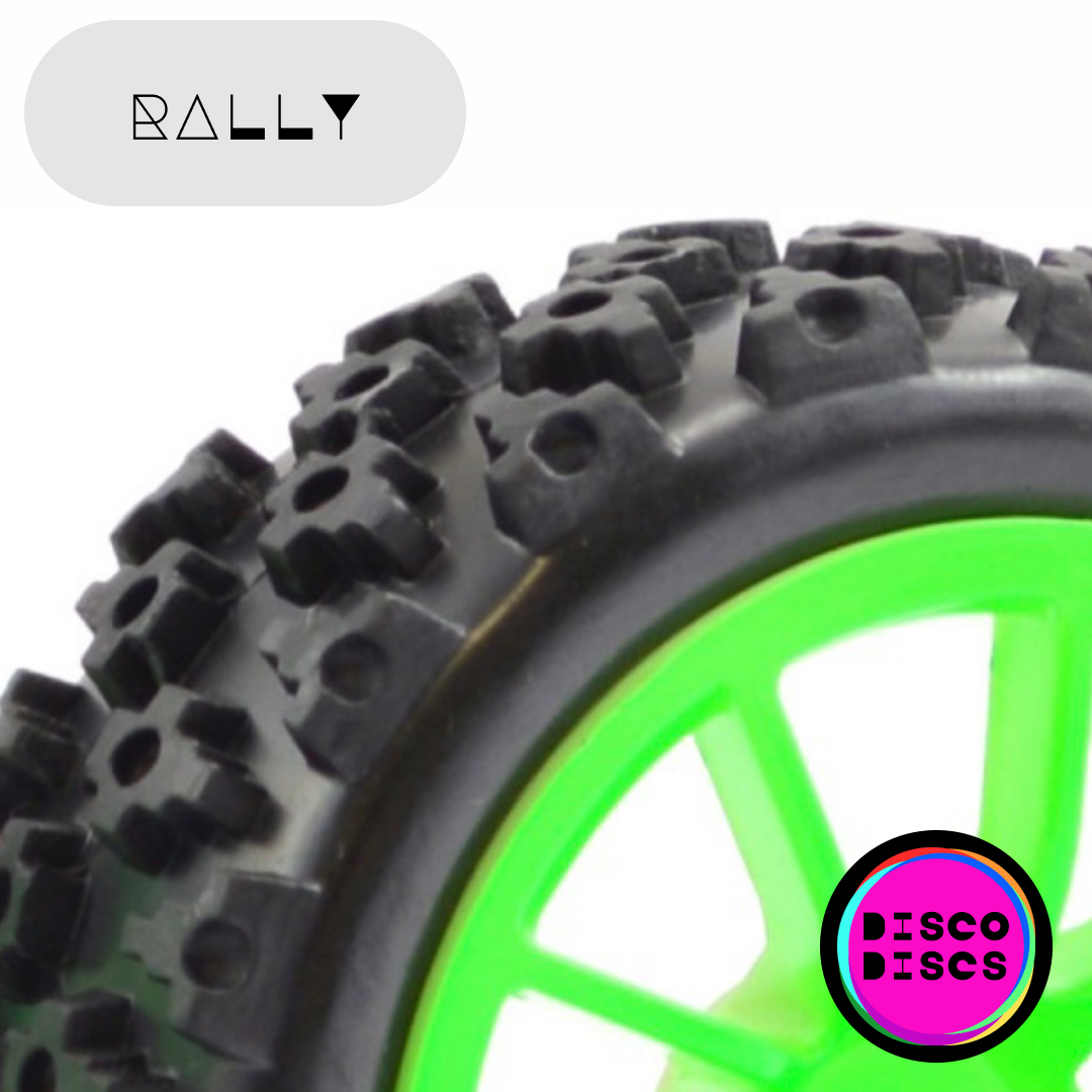 Fastrax 1/10th Rally Block Tyre 10 Spoke Fluro Green Wheel (4)